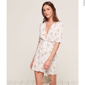 Reformation Deep V Floral Mini Dress